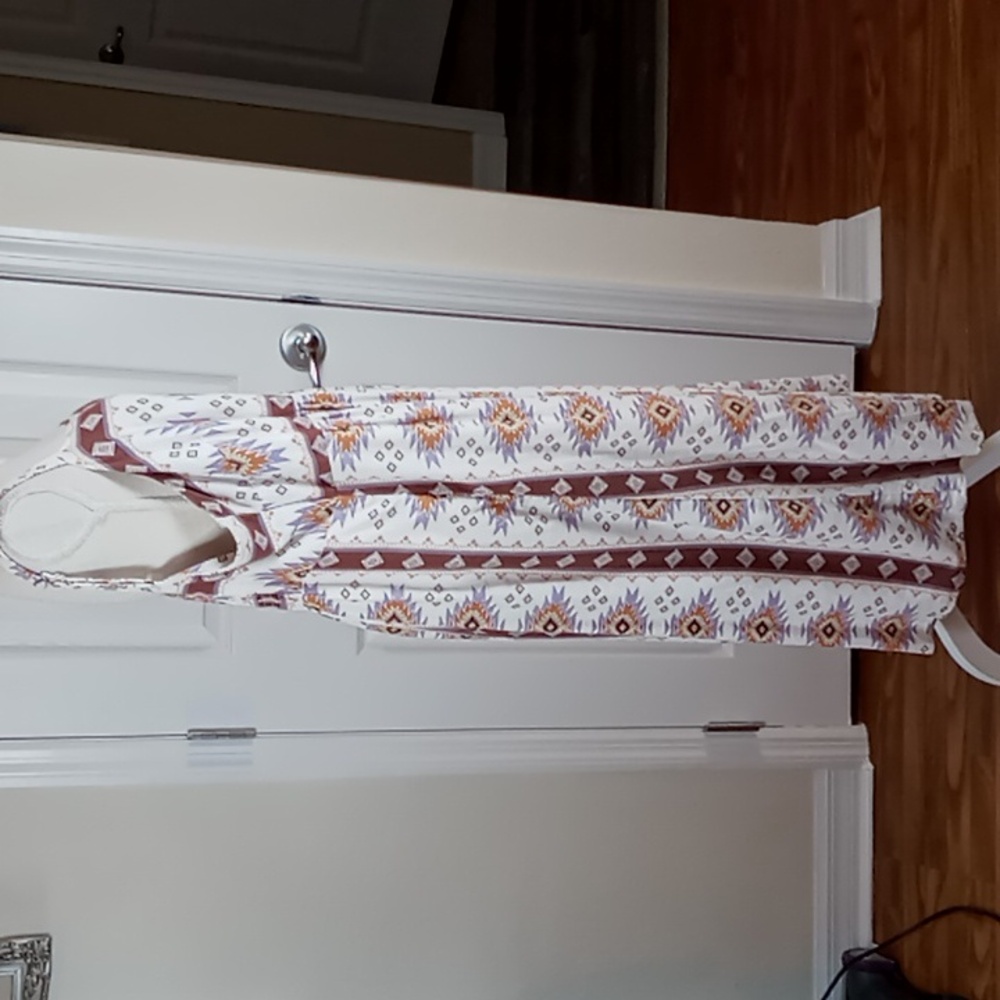 Sonoma Women's Southwestern Print Midi Sun Dress Size XXL Cream/Brown/Purple - Picture 4 of 16